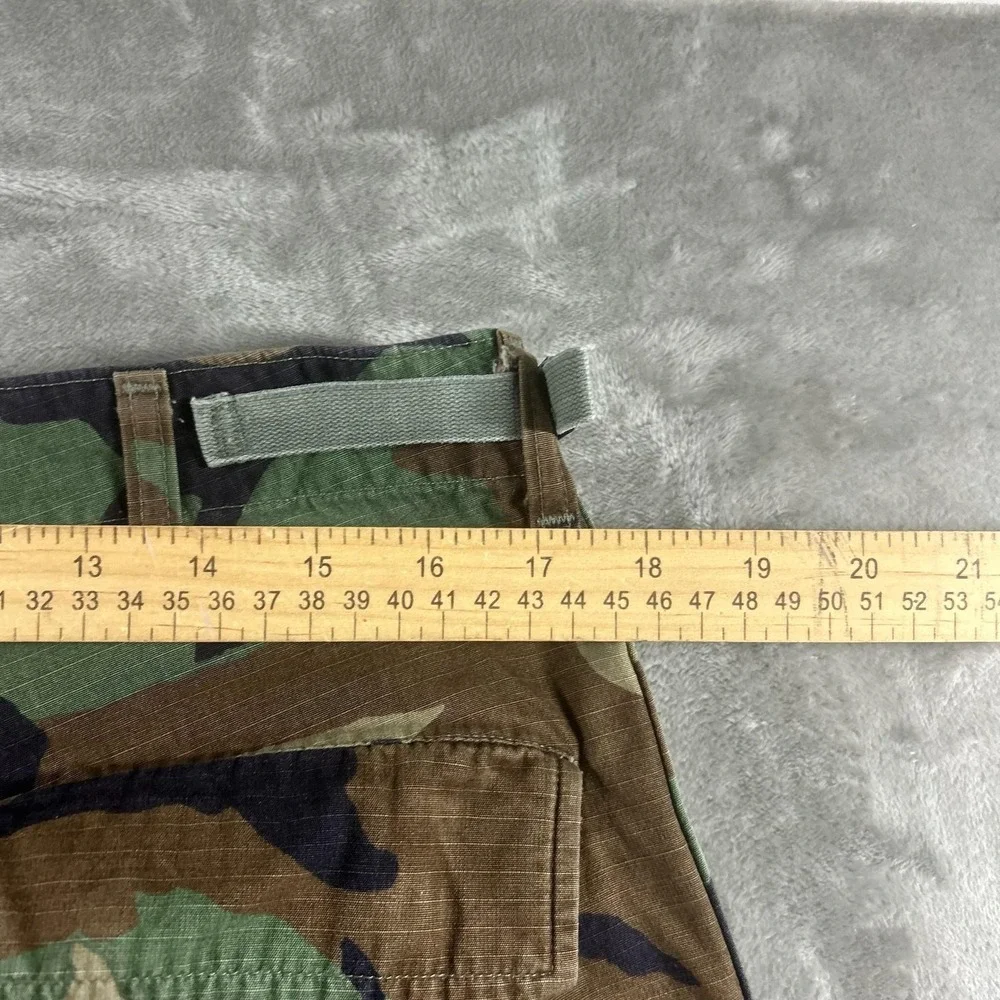 Camo Cargo Pants Mens 33x27 Green Ripstop Adjustable BDU Military Drawstring